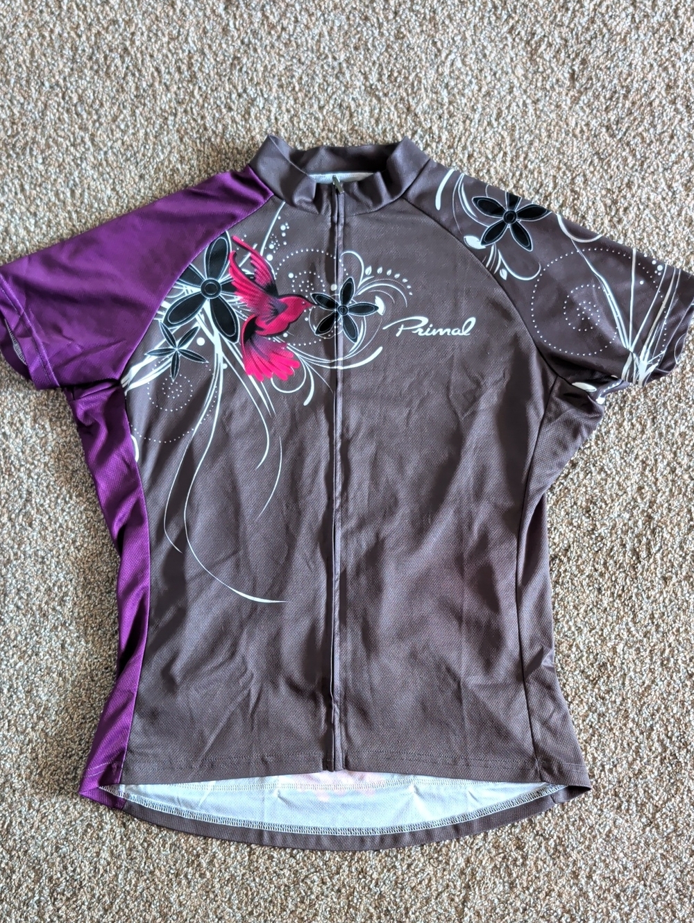Primal Women's Gray & Purple Floral/Tropic Cycling Jersey - Size XL